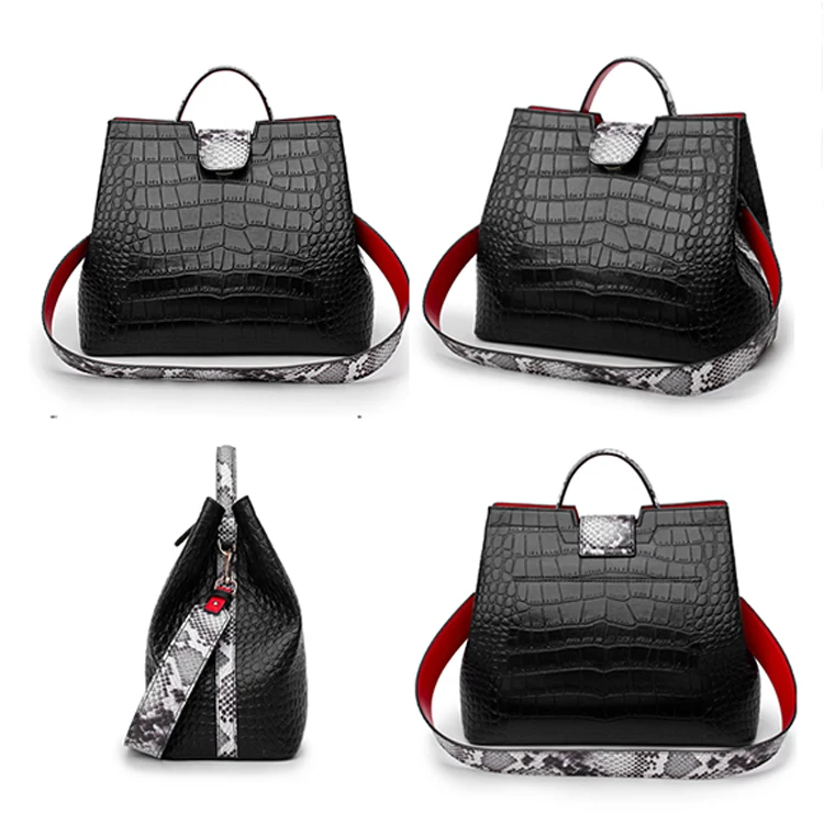 Luxo crocodilo mulher bolsa snakeskin ampla alça