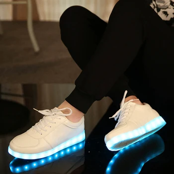 YPYUNA // USB illuminated krasovki luminous sneakers glowing kids shoes children with led light up sneakers for girls&boys