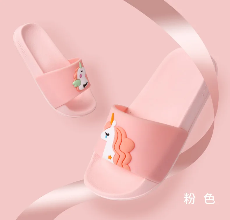 Children's Slippers Girl Summer Lovely Unicorn Bathroom Slippers Soft Soles Girl Sandals Non-slip Toddler Baby Slippers Animal