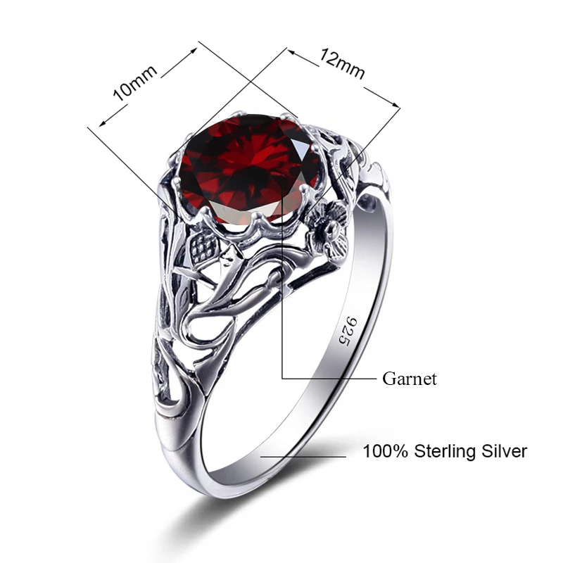 Кольца для невесты из серебра 925 пробы с натуральным гранатом|ring for|rings for womenring vintage