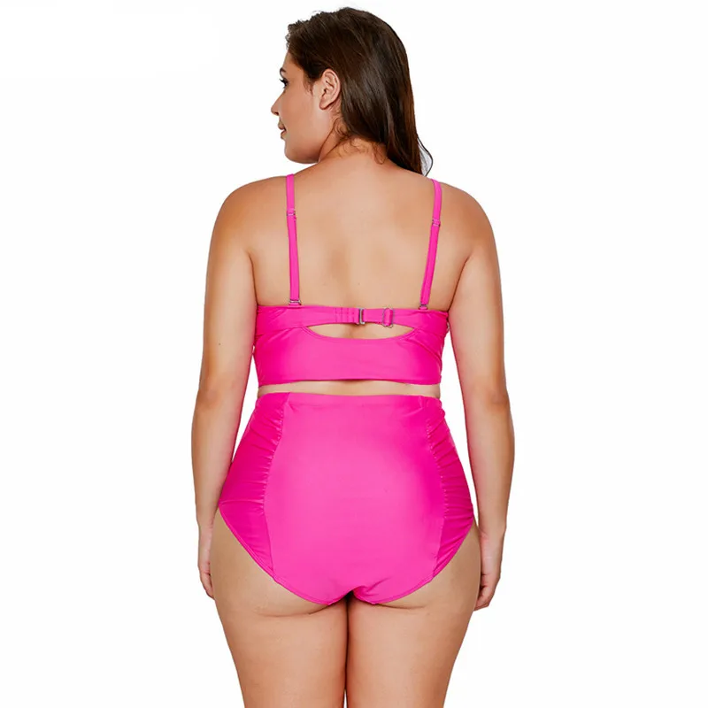 Высокая талия Купальники большого размера Strappy Neck Detail женские Пуш ап мягкие