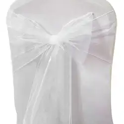 AsyPets 10 шт органза стул пояса для свадьбы или мероприятий банкета декоративные покрытия стул, лента бандана 7x108Inhces белый-30