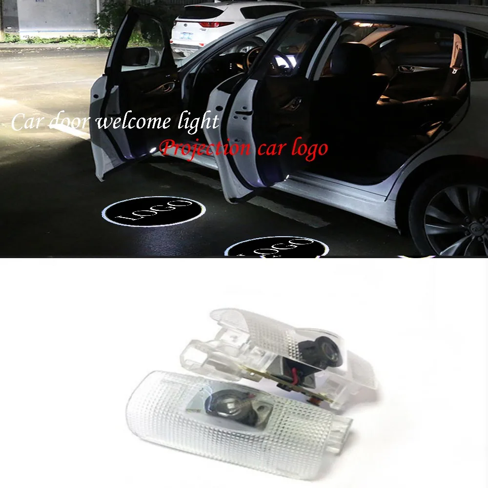 2PCS Car Door Welcome Lights Projector LED Car Projection Shadow Light Laser Emblem Logo Lamps Kit for Copper