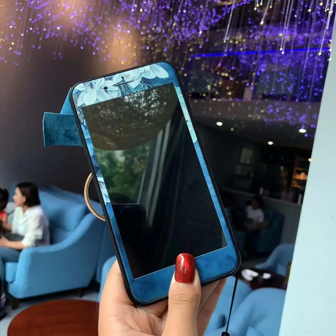 Only Glass film Для iPhone XS Max 3D Цветочный чехол для телефона+ пленка для экрана из закаленного стекла для iPhone X XR 7 8 6s Plus задняя крышка+ стеклянная пленка+ ремни - Цвет: Only Glass film