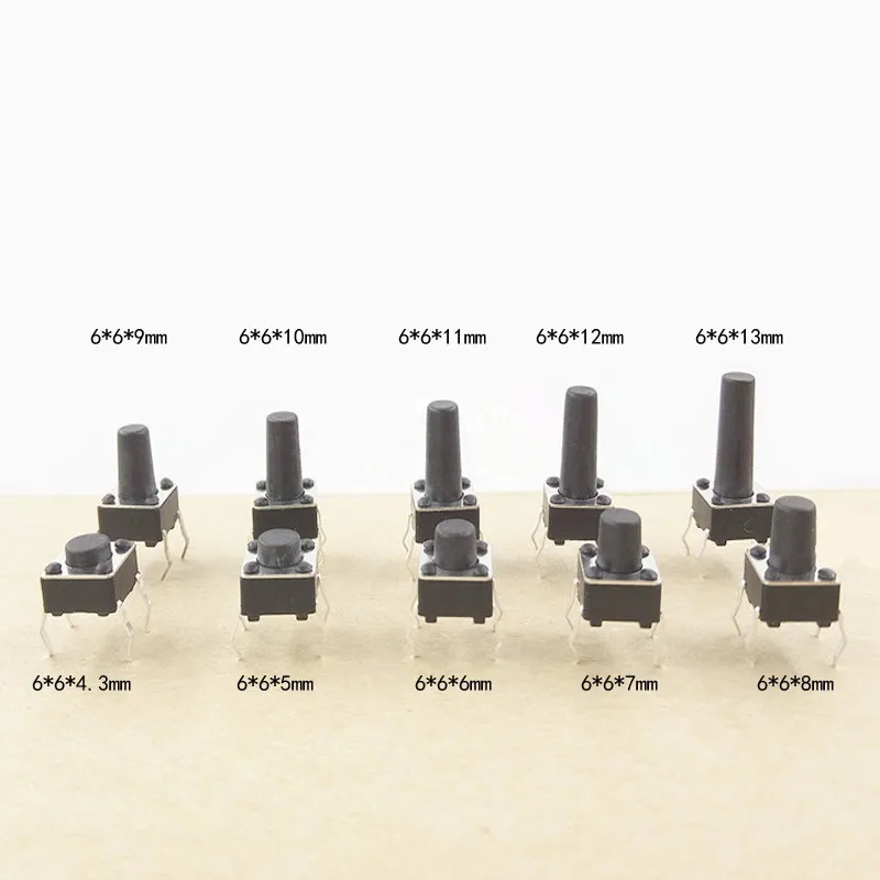 

100pcs/lot Mini Micro Momentary Tactile Push Button Switch 6*6*5mm 4 pin keys button DIP 6*6*4.3/5/6/7/8/9/10/11/12/13 new