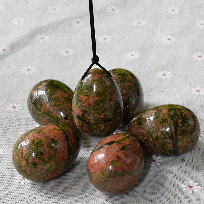 

45x30mm Unakite Stone Jade Egg Feminine Hygiene Product Yoni Eggs for Women Pelvic Floor Muscles Vaginal Exercise Ben Wa Ball