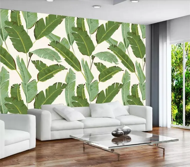 Современный простой тропический лес ботанический банановый лист идиллический большой fresco кафе lounge индивидуальный заказ обои