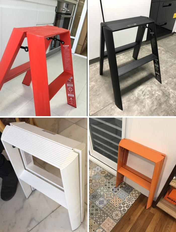 Multi Functional Aluminum Floding Two Step Stools Kitchen