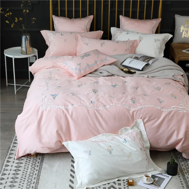 

Luxury Egypt Cotton Fresh Garden Bedding Set Embroidery Silky Duvet cover Bed Sheet Pillowcases Queen King Size 4/6/7Pcs