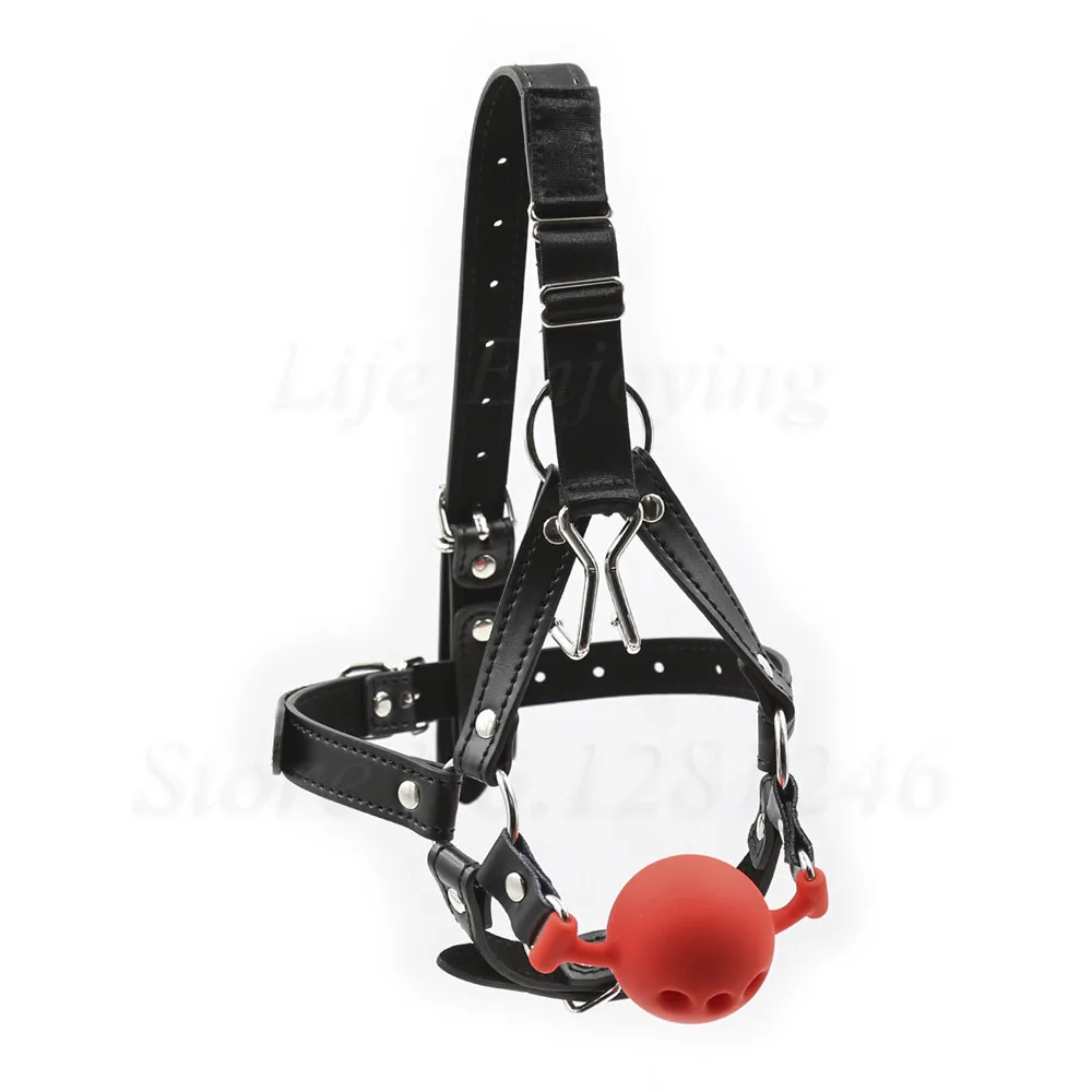 Black All Silicone Perforated Mouth Plugs Breathable Soft Mouth Ball Wire Harness Cosplay Props Womens Mens Gifts S//M//L