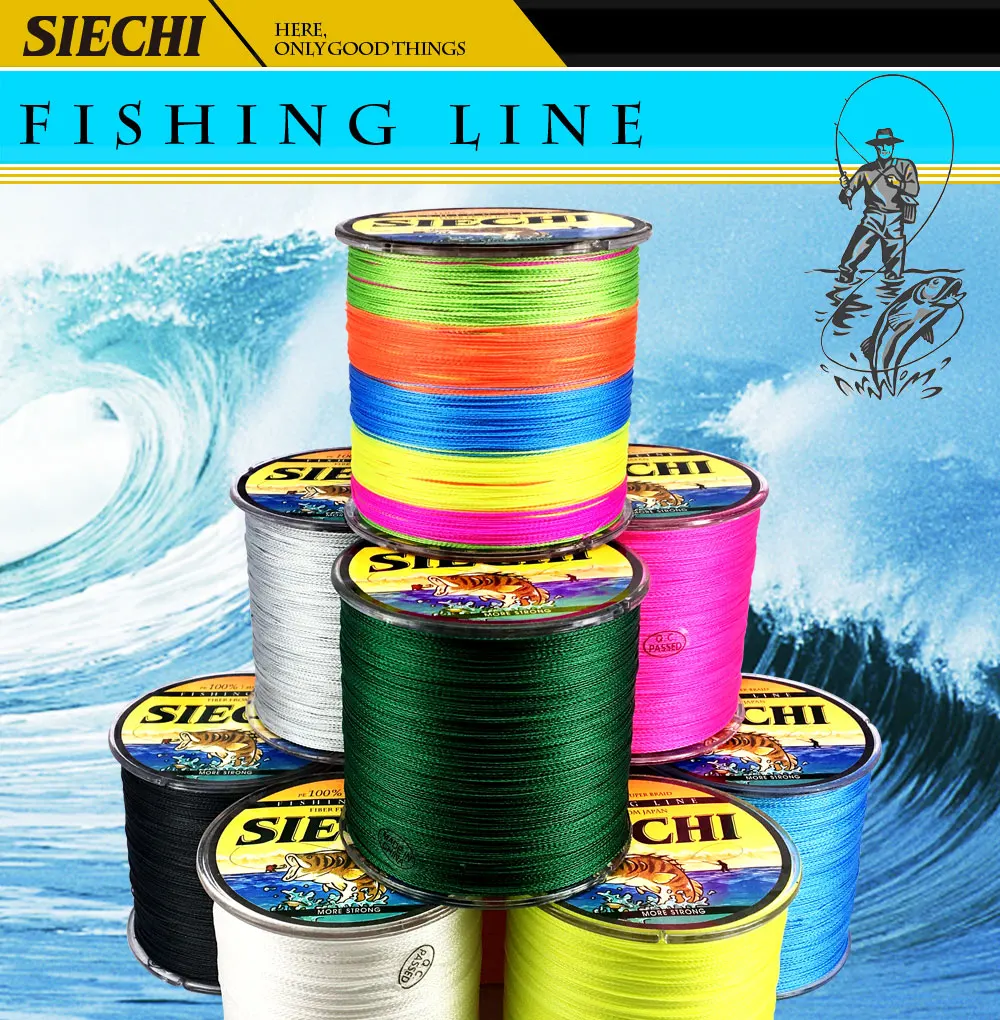 Linhas de Pesca Linha de Pesca 300 m pe Vertente 4 Tece Siechi Trançada Multifilamento Trançada Corda Grande Angular Tecnologia 18 80lb 2 Esporte e Lazer