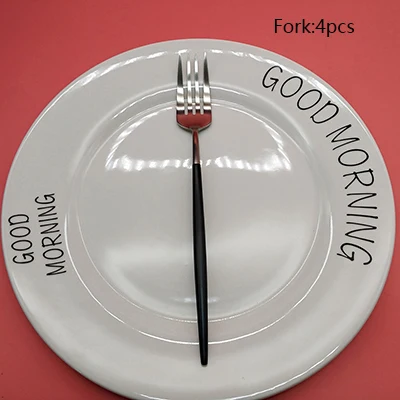 Fork 4pcs Горячая 4 шт. черная серебряная посуда 304 нож из нержавеющей стали вилка ложка палочки для еды Столовые приборы, для кухни посуда столовые приборы набор столовых приборов - Цвет: Fork 4pcs
