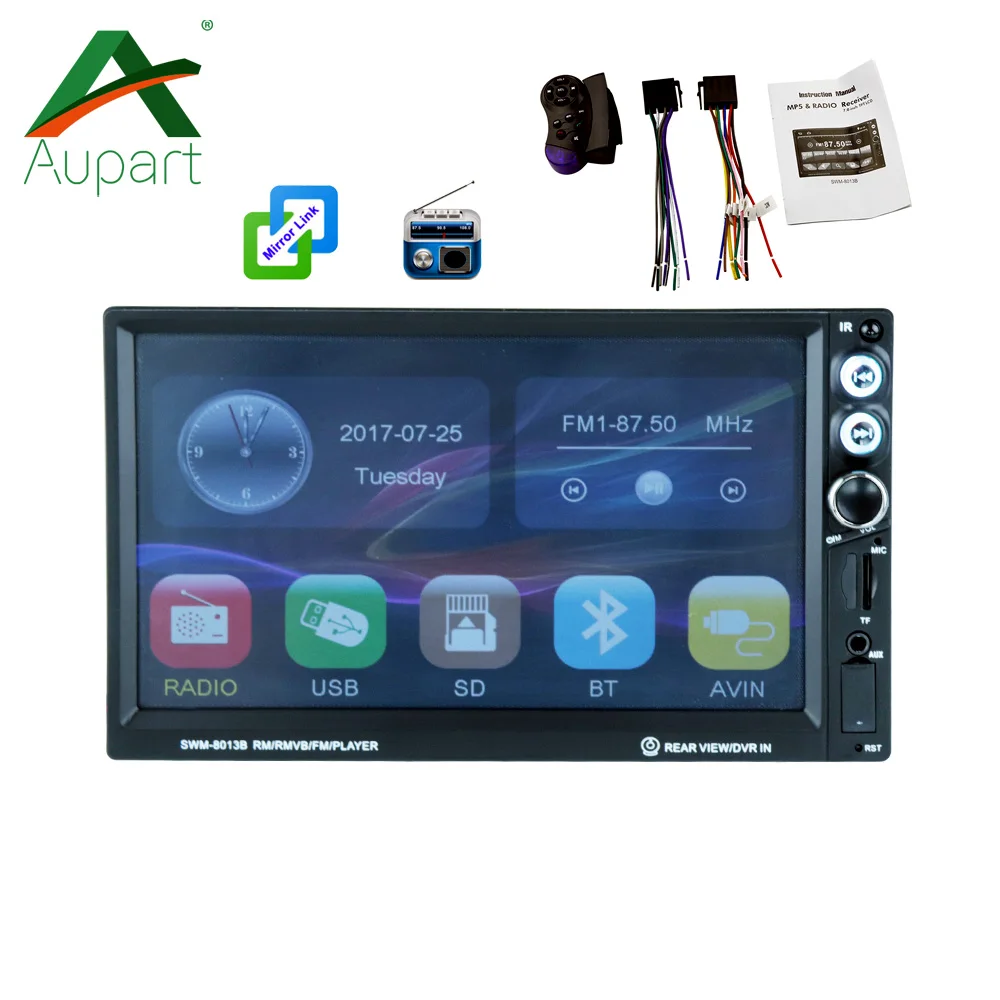 

7" LCD Touch Screen Car Radio Support mirror link Rear View Camera TF SD with steering wheel controller Bluetooth 2 Din Audio