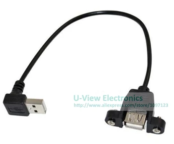 

Down Angled 90 Degree USB 2.0 A Male Connector to Female Extension Cable With Panel Mount Hole About 25CM/Free Shipping/10PCS