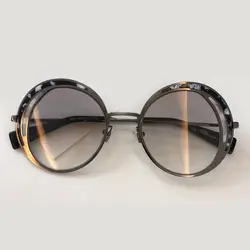 Высокое качество женские круглые солнцезащитные очки 2019 модные роскошные брендовые дизайнерские сплав рамка очки Oculos De Sol Feminino с упаковкой