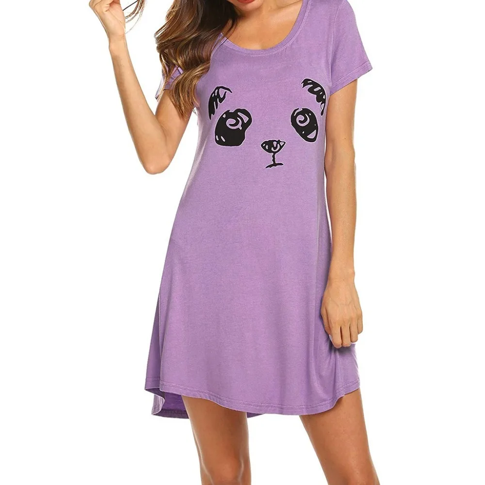 

Women's Sleepwear Loungewear Nightgown Ladies Short Sleeve Casual Cartoon Print Comfy Nightdress Loose Sleep Dress Homewear BB4