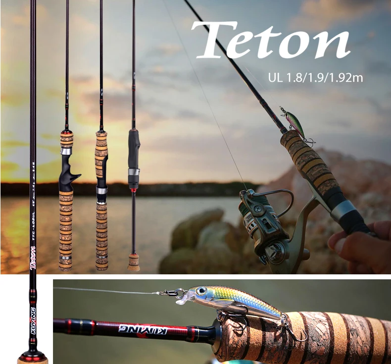 Vara de Pesca Kuying Teton ul Ultraleve Macia Isca Fundição Carbono Fiação Cana Pólo Fuji Parte Ação Média Truta 1.8m 1.9m 1.92 2 Esporte e Lazer
