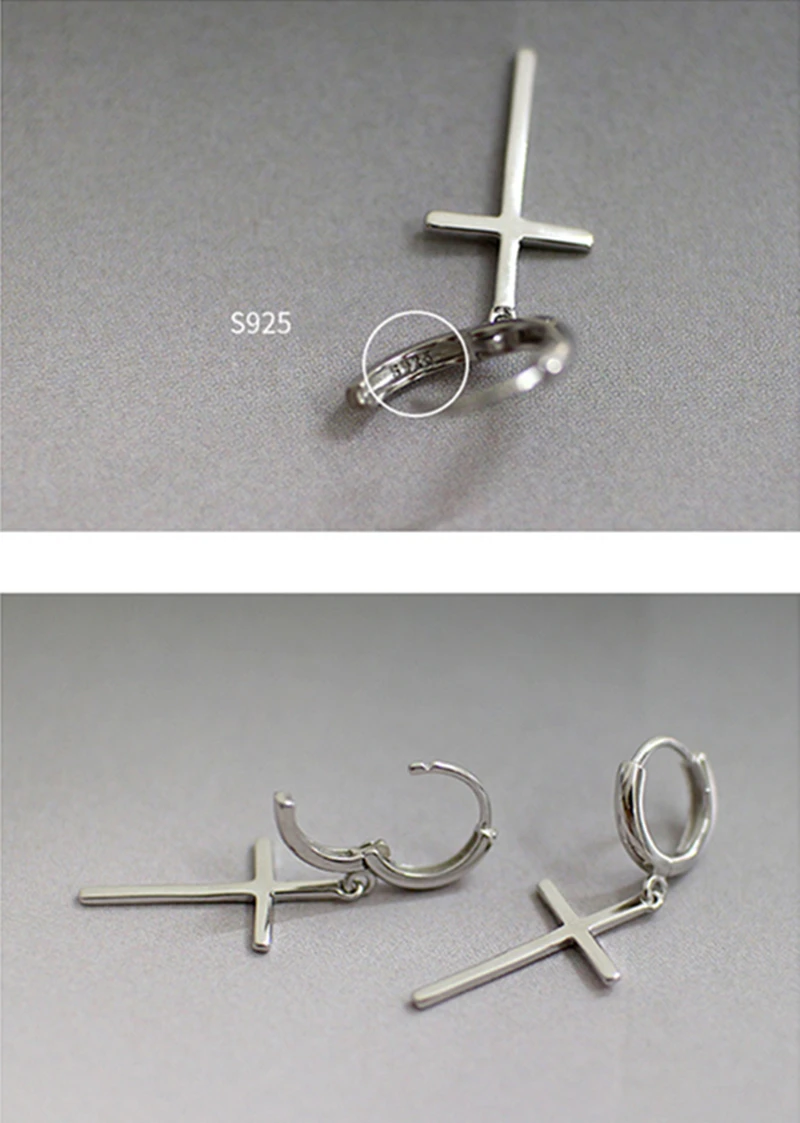 cross shape drop earring-4