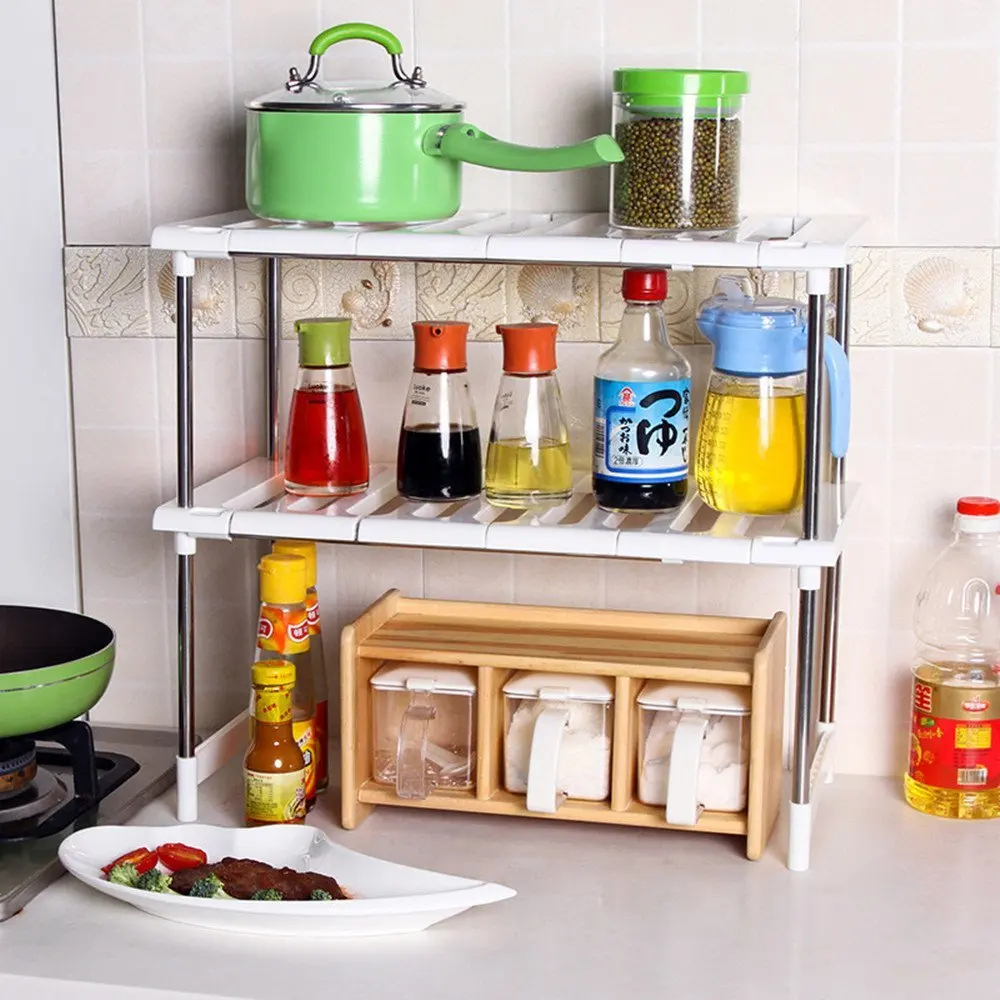 2 Tier Expandable Adjustable Under Sink Shelf Storage Shelves