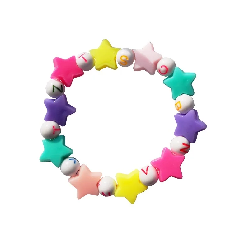 

2019 Fashion Candy Lovely Letter Bracelet For Child Children Gift Kid Jewelry Acrylic Candy Color Star Heart Bracelets For Kid