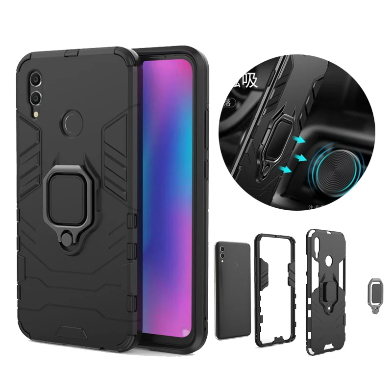 

For Huawei Honor 10 Lite Anti-knoc Armor Case With Magnetic Ring Holder Hybrid Hard PC Soft TPU Silicone Shell For Honor 10 Lite