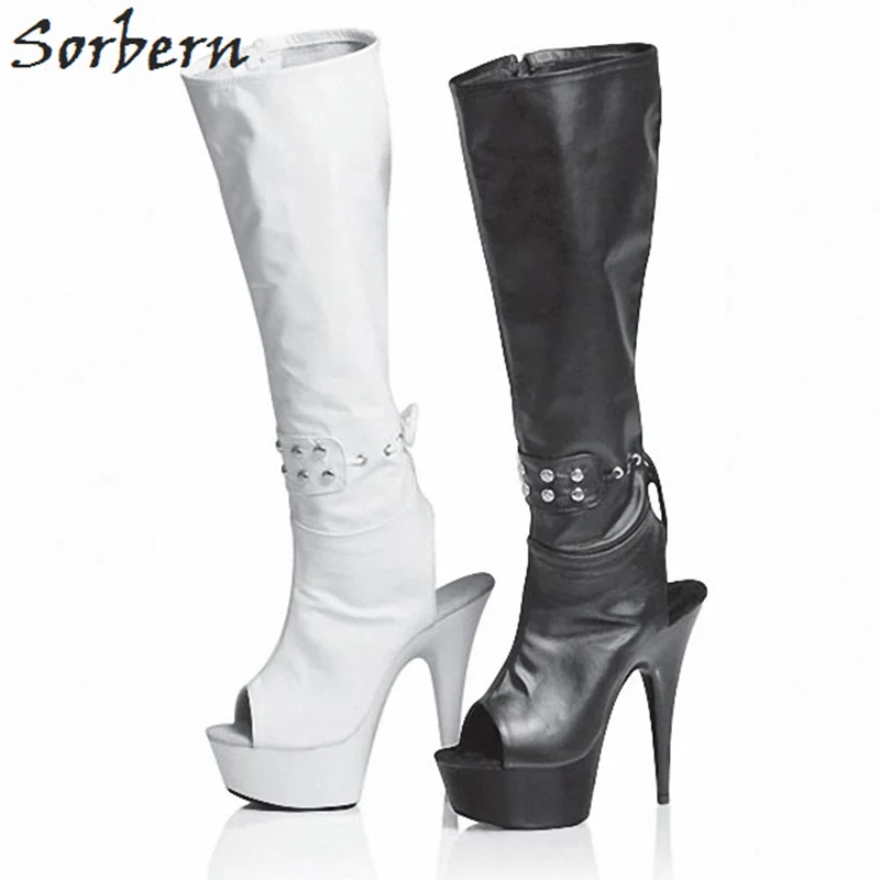 

Sorbern Women High Heels Boots Botas Mujer Bottes Femme Peep Toe Ladies Party Boots Zipper Plus Size China 35-46