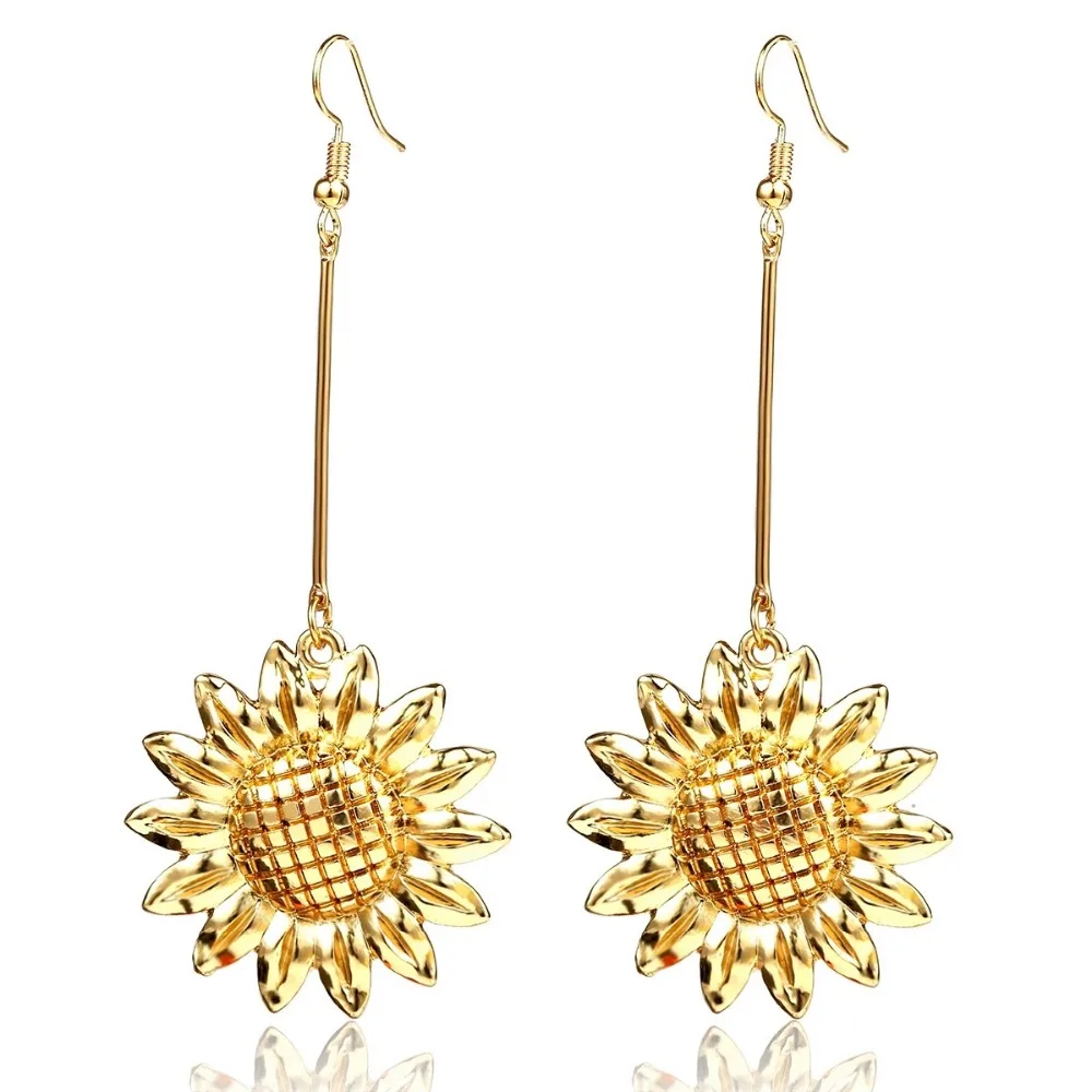 sunflower earrings fashion jewelry brincos long dangle earrings