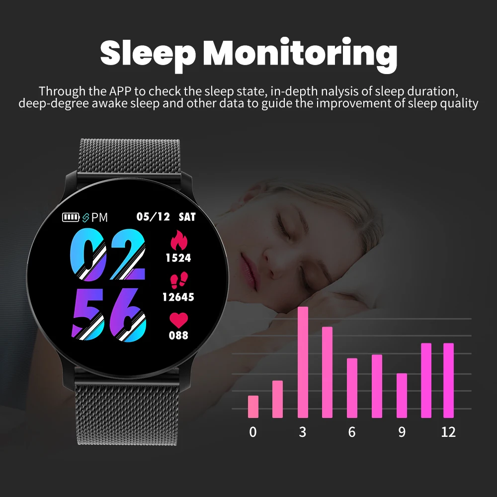 Rundoing NY03 Smart Watch IP68 waterproof Heart rate monitor Smartwatch Message reminder Fitness tracker For Android and IOS