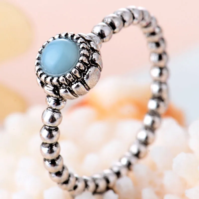 Минималистичное круглое кольцо розового цвета/камни из голубого полимера для вечерние ювелирные изделия тонкие изящные кольца для маленьких девочек Bijoux аксессуары L5F401 - Цвет основного камня: Ring