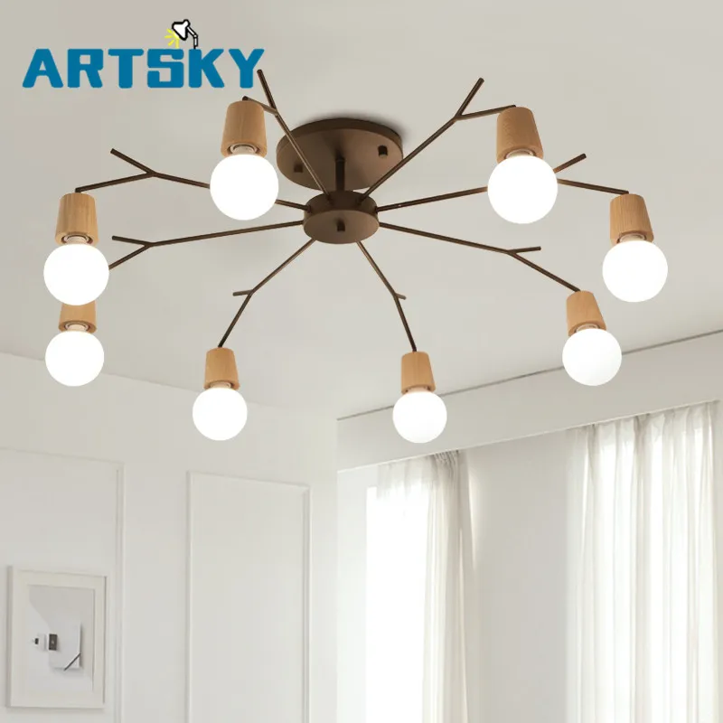 

Nordic Wooden Modern LED ceiling Light For home Living Room Bedroom Ceiling Lamp Luminaire