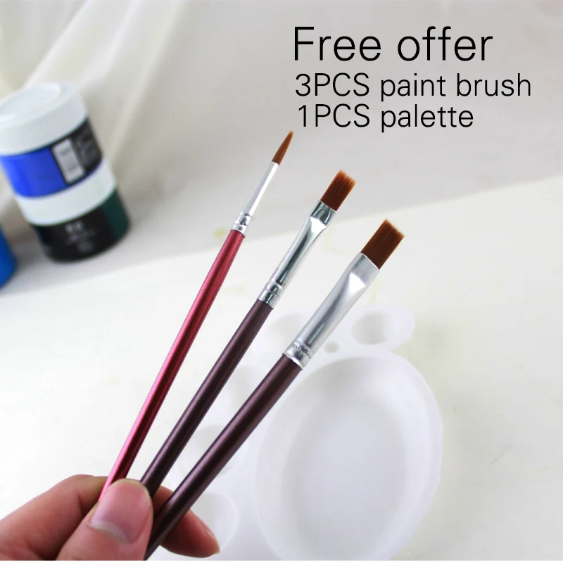 Tanie Pamięć farby akrylowe zestaw do malowania tekstylia tkanina Manicure Nail Art z 3 pędzlami i 1 paletą