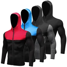 Новинка осень зима спортивные толстовки мужские на молнии тонкие толстовки мужской Спортзал Фитнес Бег с капюшоном куртка спортивная одежда