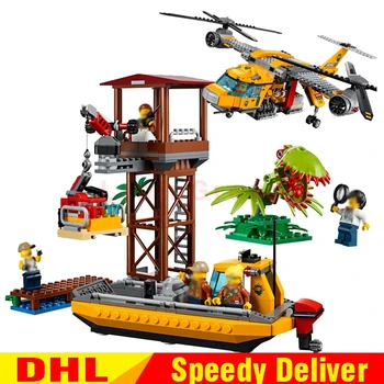 

LP 02085 1400Pcs Genuine City Series The Jungle Air Drop Helicopter Set LPINGlys 60162 Building Blocks Bricks Toys Model