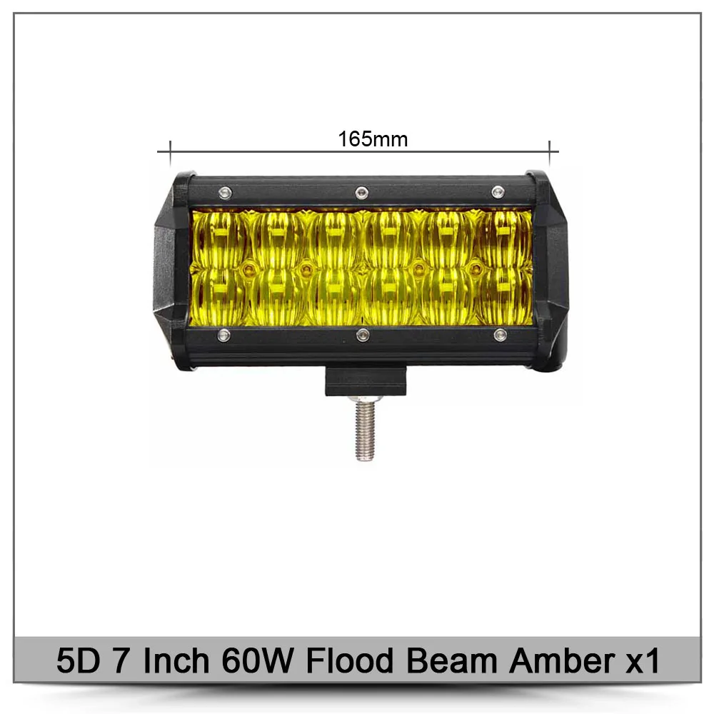 " 7" " 12" 1" 17 дюймов 5D внедорожный светодиодный светильник для 4x4 4WD грузовиков UAZ ATV Лодка точечные прожекторы 12 в 24 В Suv Focos рабочий светильник - Цвет: 60W Flood Amber x1