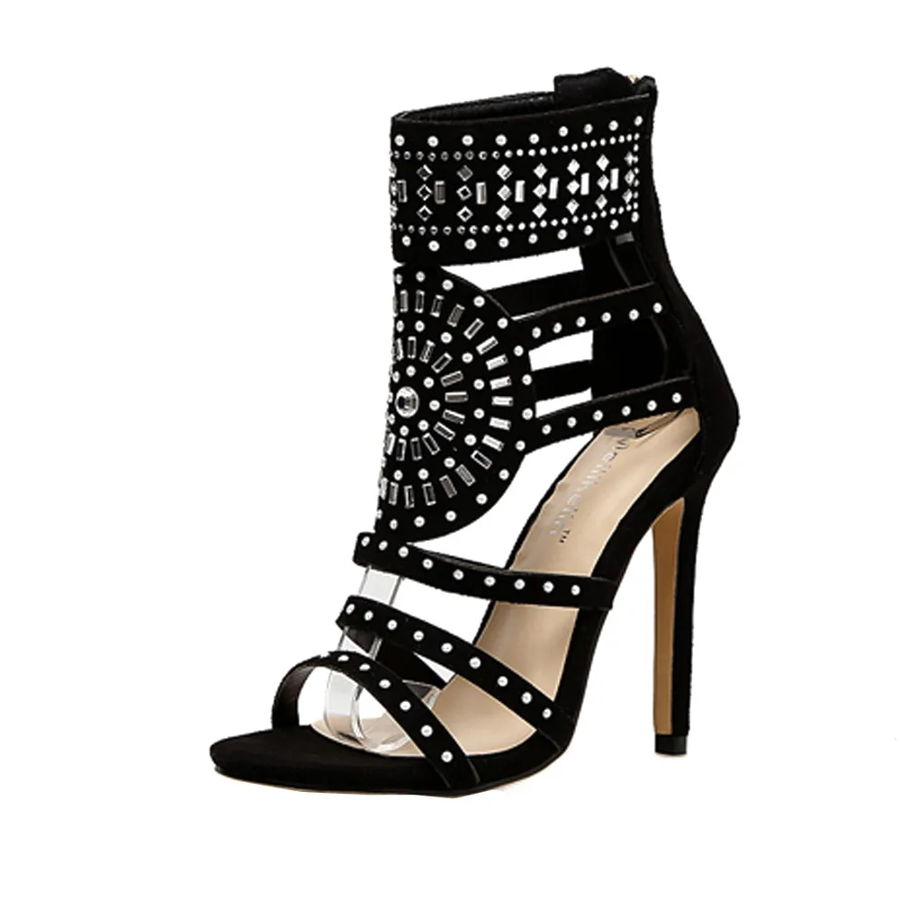YOUYEDIAN; женская модная палка; сандалии с перфорацией; экзотические летние Роскошные модельные туфли на высоком каблуке; zapatos de tacon para mujer;# G30 - Цвет: Черный
