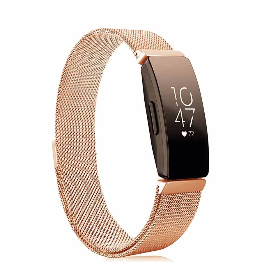 Rose gold Для Fitbit Inspire HR Band Замена Миланская петля магнитный браслет из нержавеющей стали Betl для Fitbit Inspire аксессуары - Цвет: Rose gold