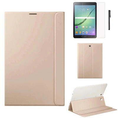 ZGPAX кожаный чехол-подставка для Samsung Galaxy Tab S2 8 дюймов T710 T715+ пленка+ стилус анти-шок планшет оболочка 8 ''A20 - Цвет: Золотой