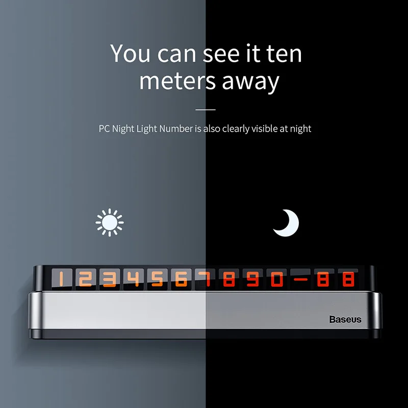 Временная парковочная карта Baseus скрытая светящаяся автомобильная с номером