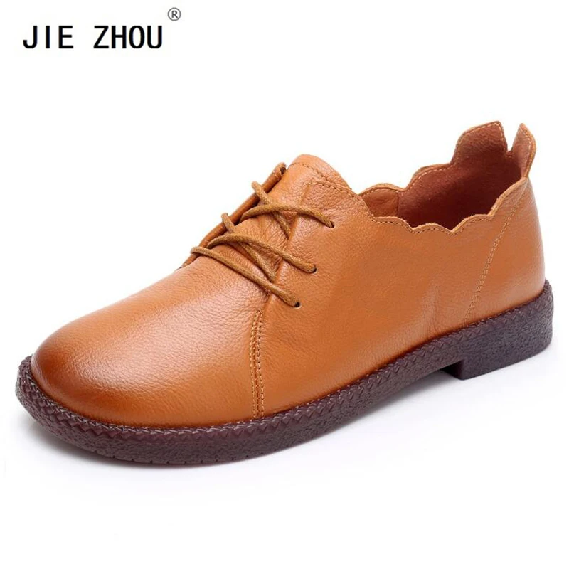 

2018 Autumn new women sneakers oxford shoes flats shoes women genuine leather lace up boat shoes woman round toe flats moccasins