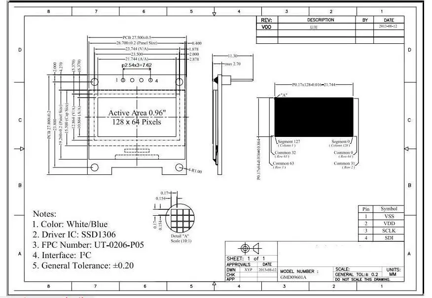 TZT белый синий цвет 128X64 O светодиодный ЖК-дисплей модуль для Arduino 0,96 IEC IIC Серийный чехол