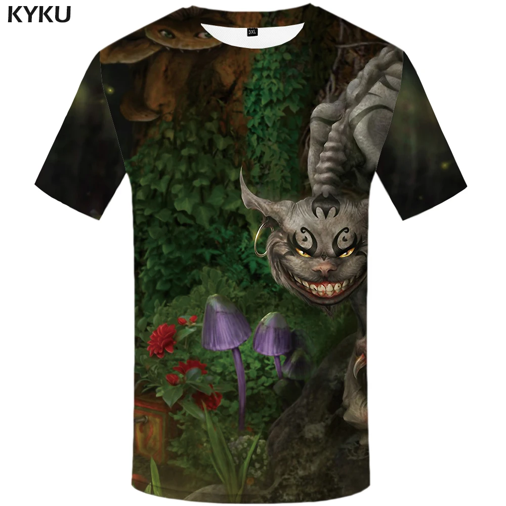 

3d Tshirt Cat T shirt Men Skeleton Shirt Print Flower T-shirts 3d Forest Tshirt Printed Harajuku Anime Clothes Short Sleeve