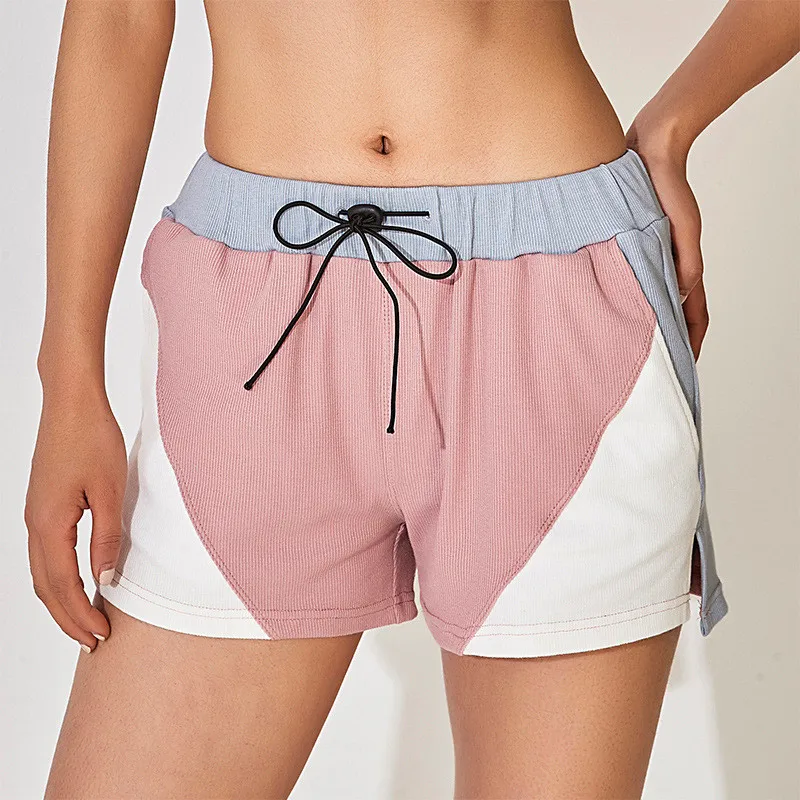

Rib stitching Sport shorts Woman Summer Fitness Yoga Shorts Gym lacing Loose Athletic Running Shorts Workout wear