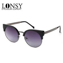 Винтажные полуметаллические солнцезащитные очки для мужчин и женщин, модные круглые черные солнцезащитные очки для женщин, брендовые дизайнерские солнцезащитные очки, UV400