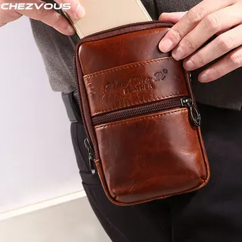 

CHEZVOUS Cowhide Genuine Leather Belt Clip Pouch for iPhone X 8 7 6 Men's Waist Pack Retro Holster for iPhone 6 6s 7 8 plus Case