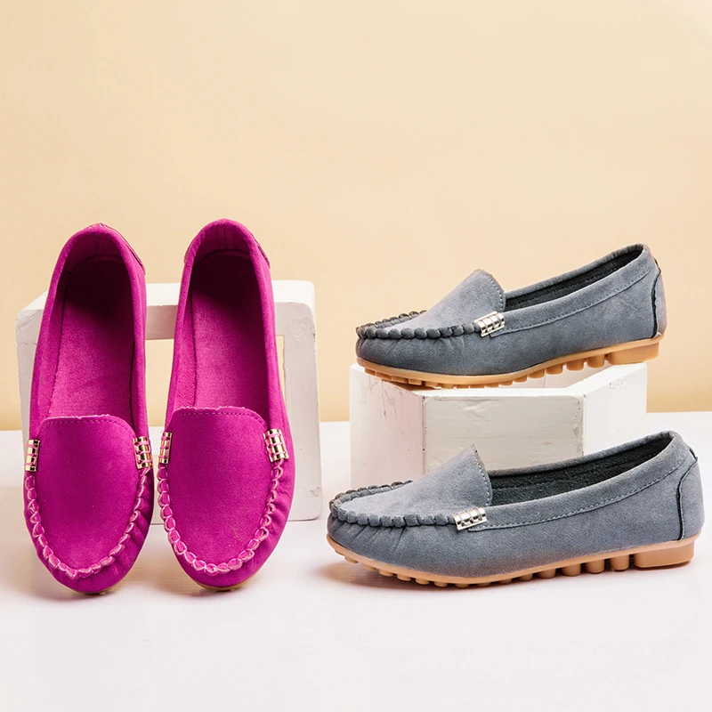 

2019 Fashion Genuine Leather Women Flats Shoes Woman ballet Flats Female Loafers 18 Color Moccasin Slip-On Ladies Shoes Spring