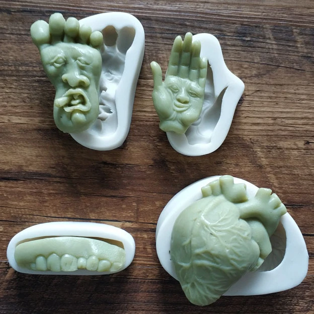

Halloween Series Cake Decorating Tools Human Organs Heart Hands And Feet Teeth Shape Silicone Mold Chocolate Baking k218