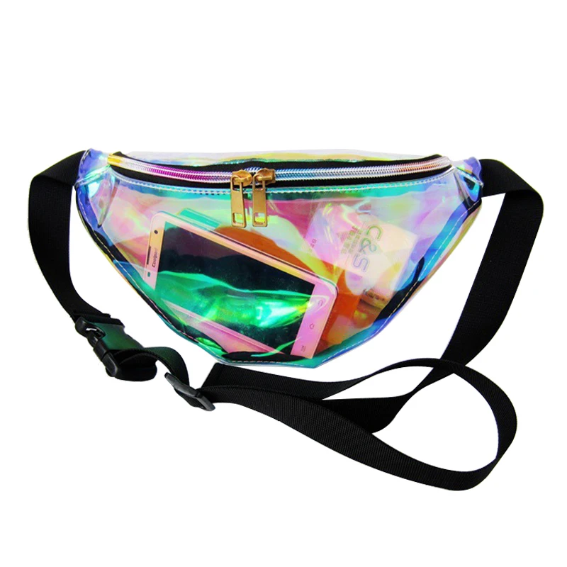 

Rainbow Transparent Bag Punk FANNY PACK Punk Bum Bag Chic Hologram Purse Waist Pack Punk Lady Girl PVC Laser Women Belt bag