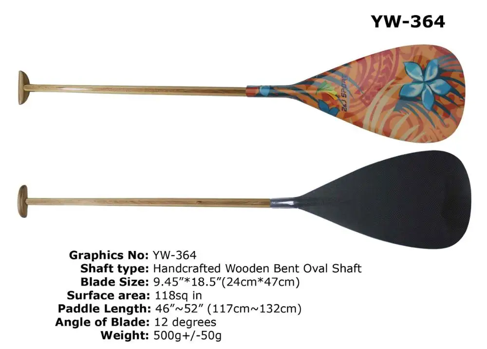 Гавайский тип горячие продажи Гибридный карбоновый Графический лезвие Аутригер каноэ весло в деревянном валу для продажи - Цвет: YW364