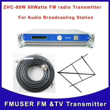 

Fmuser FSN-801 80W FM radio audio transmitter and the CP100 Circular Polarized Antenna with Cable Free Shipping