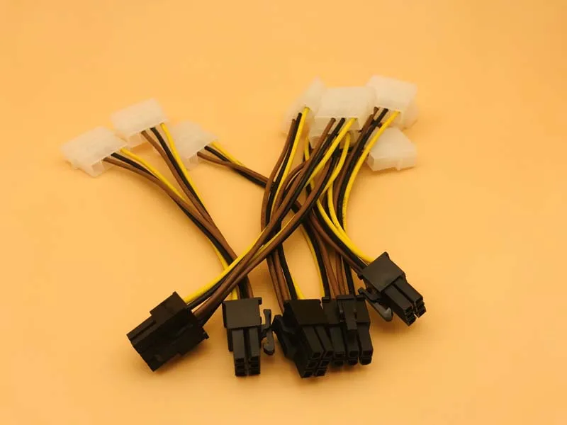 5PCS PCI-E 6Pin Female to Molex 4pin x2 Splitter SATA Power Cable Power PCI Express Extension Cables 15CM for BTC Miner Mining